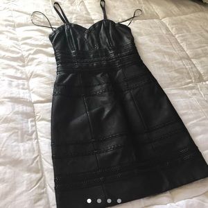Black faux leather bodycon dress